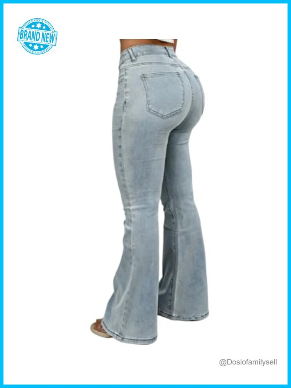 Women's Flare Bell Bottom Jeans High Waisted Wide Leg Bootcut Stretchy Denim